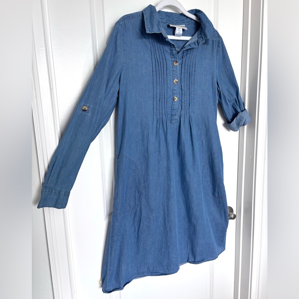 Vintage 100% Cotton Denim Moves Chambray Jean Dress Cottagecore Western Prairie